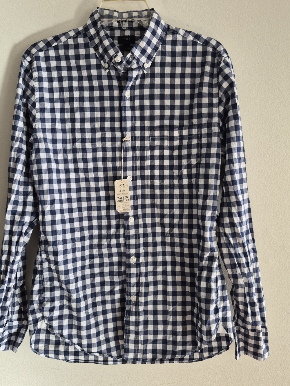 J. Crew Navy and White Gingham Button-Down Shirt Size S